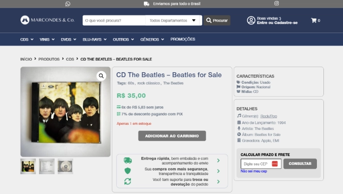 Case Marcondes Discos — E-commerce de Impacto